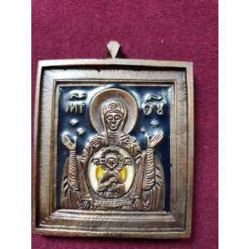 Mária Gyermekével - bronz alapú tűzzománc plakett