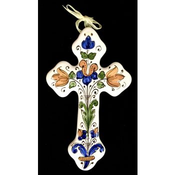 Festett kerámia kereszt (Habán)